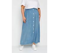 Chambray Button Maxi Skirt Yours Blue 20