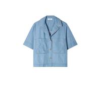 Chambray Patch-Pocket Short Sleeve Shirt- female- Paul Smith- Shirts- Blue- XS- Blouses & Shirts XS