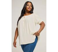 Chambray Tie Neck Top Yours Yellow 20