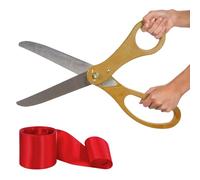 Chambridge Grand Opening Ceremony Kit- 20 Inch Giant Scissors Gold with Red Ribbon for Inaugurations and Ceremonies Large Ceremonial Cutting Scissor Special Event, REDRIN-1