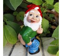 Chambtalie Garden Gnome Statue Outdoor Decor, Middle Finger Gnome Figurine Decorations Gnome Statue for Lawn Yard Balcony Porch Patio