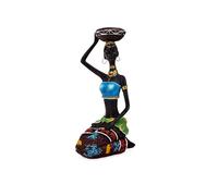 CHAMEEN Decorative African Woman Figurine with Tea Light Holder Bowl African Decorative Candle Figurine Kneeling African Masai Zulu Woman Girl Statue Tea Light