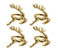 CHAMÉEN Napkin Rings 4 Pack Christmas Reindeer Napkin Holder Silver Gold Buckles Table Decoration Wedding Dinner Party