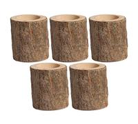 CHAMEEN Pack of 5 Wooden Candle Holders Decorative Tree Stump Tea Light Holder Candle Holder Vintage Napkin Rings Rustic Table Decoration Succulent Flower Pot for Wedding Country House Ornament