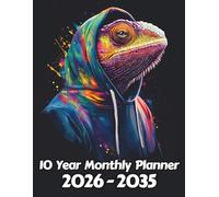 Chameleon 10 Year Monthly Planner: Large 120 Month Sunday to Saturday Calendar | Gift For People Who Love Lizards, Reptile Lovers | Ideal for ... and Busy Individuals | 8.5 x 11 Inches | v3