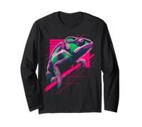 Chameleon Animal Lover Motif Geometric Long Sleeve T-Shirt