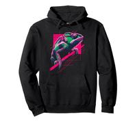 Chameleon Animal Lover Motif Geometric Pullover Hoodie