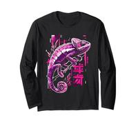 Chameleon Animal Lover Motif Japanese Long Sleeve T-Shirt