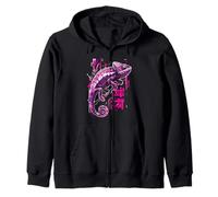 Chameleon Animal Lover Motif Japanese Zip Hoodie