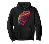 Chameleon Animal Lover Motif Portrait Illustration Pullover Hoodie
