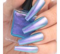 Chameleon Blue Holographic Glitter Nail Polish - Quick Dry Chrome Nail Varnish with Shiny Effect - Long Lasting 60 Seconds Nail Polish for Women Girls DIY Manicure and Nail Art