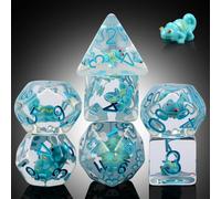 Chameleon D&D Dice Set, DNDND 7PCS Resin Dice Set with Velvet Bag for Dungeons and Dragons Role Playing Games and Tabletop Games（Chameleon)
