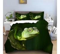 Chameleon Double Bedding Set Green Duvet Covers Adults, Soft Fluffy Microfibre Quilt Cover, Bedding Double Bed Set with Zipper Closure + 2 Pillowcases 50x75cm -Ai3394