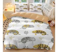 Chameleon Duvet Cover King Cartoon Lizards on Branches Bedding Set with Pillowcases for Kids Bedroom Decor (style4,King 240x220cm+65x65cm*2)