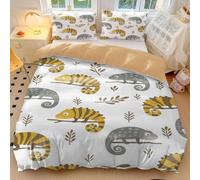 Chameleon Duvet Cover King Cartoon Lizards on Branches Bedding Set with Pillowcases for Kids Bedroom Decor (style1,King240x220cm+50x75cm*2)