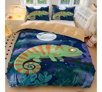 Chameleon Duvet Cover King Cartoon Lizards on Branches Bedding Set with Pillowcases for Kids Bedroom Decor (style5,Single135x200cm+65x65cm*2)