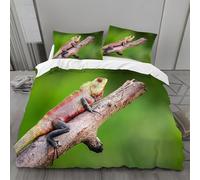 Chameleon Duvet Cover Sets Single 3D Printed Microfiber Pet Bedding Set Ultra-Soft Quilt Cover 150 x 200 cm with Zipper Closure and 2 Pillowcases 50x75 cm a.1394