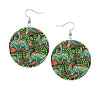 Chameleon Earrings Witchcraft Crow Skulls Round Shape Leather Earring Lightweight Dangle Women Girls Jewelry Perfect For Everyday Wear