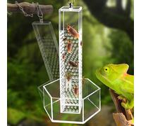 Chameleon Feeding Bowl, Hanging Transparent Acrylic Bearded Dragon Feeder, Hookable Lizard Feeder, Column for Insects to Climb Suitable for Lizard, Iguana, Gecko,Bearded Dragon