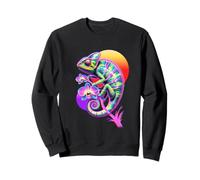 Chameleon Floral Retro nature and Reptile art lovers Sweatshirt