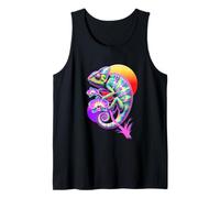 Chameleon Floral Retro Nature and Reptile Art Lovers Tank Top
