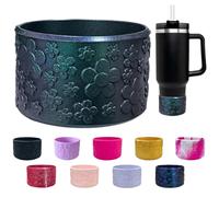 Chameleon Gradient Flower Silicone Boot, for Stanley Cup 40/30/20 oz, Anti-Slip Silicone Boot for Cup Compatible Hydroflask Boot 12-24Oz and More Bottles 2.95in Bottom Protector (Jungle Green)