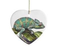 Chameleon Heart Ornament Precious Heart-Shaped Pendant Idea Ceramic Ornaments with Gold String Personalized Heart Shaped Decoration for Outdoor Party Love