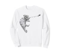 Chameleon Illustration Funny Hunting Lizard & Fly Sweatshirt