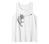 Chameleon Illustration Funny Hunting Lizard & Fly Tank Top
