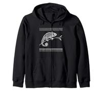 Chameleon Line Art Reptile Fan Zip Hoodie