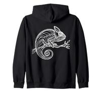 Chameleon Line Art Reptile Lover Zip Hoodie