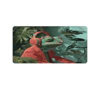 Chameleon Listen Music Desk Pad Waterproof Writing Mouse Pad Large Office Desk Mat Non-Slip Laptop Desk Pad Protector Rubber Computer Keyboard Mat Desk Blotter for Work Home 12" X 24"