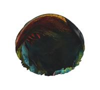 Chameleon listen music print Bath cap Large bath cap Fit for all lengths of hair Protects hair bath cap Reusable