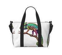 Chameleon Listen Music Print Gym Bag for Women, Weekender Overnight Bag,Personal Item Bag, Shoulder Bag for Women Men,One Size