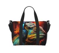 Chameleon Listen Music Print Hand Travel Bag with Zipper Weekender Overnight Bag for Women Men Carry On