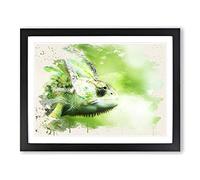 Chameleon Lizard No.1 Modern FC Framed Wall Art Print, Ready to Hang Picture for Living Room Bedroom Home Office Décor, Black A4 (34 x 25 cm)