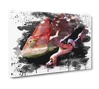 Chameleon Lizard No.3 V3 Canvas Print | Gallery Wrapped 30mm Frame Wall Art | 20x14 inches | Ready to Hang | Modern Animals Picture | Living Room Bedroom Lounge Office