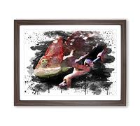 Chameleon Lizard No.3 V3 Modern Framed Print | A3 Walnut Framed Wall Art | Ready to Hang | Modern Nature Picture | Living Room Bedroom Lounge Office