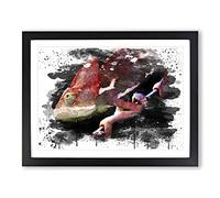 Chameleon Lizard No.3 V3 Modern Framed Print | A4 Black Framed Wall Art | Ready to Hang | Modern Nature Picture | Living Room Bedroom Lounge Office