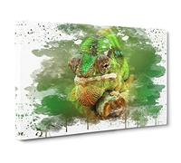 Chameleon Lizard Reptile (7) V3 Canvas Print | Gallery Wrapped 30mm Frame Wall Art | 30x20 inches | Ready to Hang | Modern Animals Picture | Living Room Bedroom Lounge Office