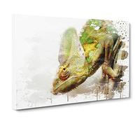 Chameleon Lizard Reptile No.3 V3 Canvas Print | Gallery Wrapped 30mm Frame Wall Art | 30x20 inches | Ready to Hang | Modern Animals Picture | Living Room Bedroom Lounge Office