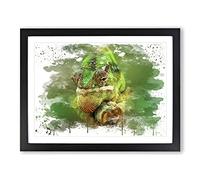 Chameleon Lizard Reptile No.7 V3 Modern Framed Print | A3 Black Framed Wall Art | Ready to Hang | Modern Nature Picture | Living Room Bedroom Lounge Office
