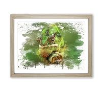 Chameleon Lizard Reptile No.7 V3 Modern Framed Wall Art Print, Ready to Hang Picture for Living Room Bedroom Home Office Décor, Oak A3 (46 x 34 cm)