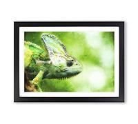 Chameleon Lizard Vol.1 Painting Framed Print | A2 Black Framed Wall Art | Ready to Hang | Modern Historical Picture | Living Room Bedroom Lounge Office