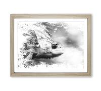 Chameleon Lizard Vol.1 V4 Modern Framed Wall Art Print, Ready to Hang Picture for Living Room Bedroom Home Office Décor, Oak A4 (34 x 25 cm)