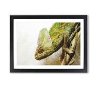 Chameleon Lizard Vol.3 Painting Framed Print | A2 Black Framed Wall Art | Ready to Hang | Modern Historical Picture | Living Room Bedroom Lounge Office