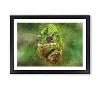 Chameleon Lizard Vol.5 Painting Framed Print | A2 Black Framed Wall Art | Ready to Hang | Modern Historical Picture | Living Room Bedroom Lounge Office
