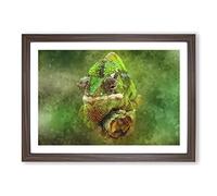 Chameleon Lizard Vol.5 Painting Framed Print | A2 Walnut Framed Wall Art | Ready to Hang | Modern Historical Picture | Living Room Bedroom Lounge Office