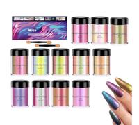 Chameleon Mica Powder - 12-Color Pearlescent Shift Pigment Set, Cosmetic Grade Color-Changing Dye for Epoxy Resin, Lip Gloss, Soap Making & Nails, Ultra-Fine Shimmer for Slime & Crafts