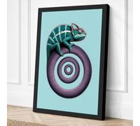 Chameleon on Spiral Surreal Canvas Wall Art Print 18x12 Inch (46 x 30 cm)